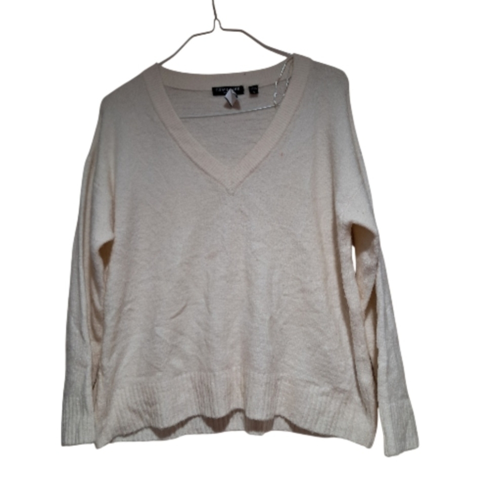 Brave Soul London Cream V-Neck Women  Sweater S